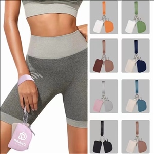 Dual Zippered Coin Purse Pouch Wristlet Keychain Wallet W/Strap